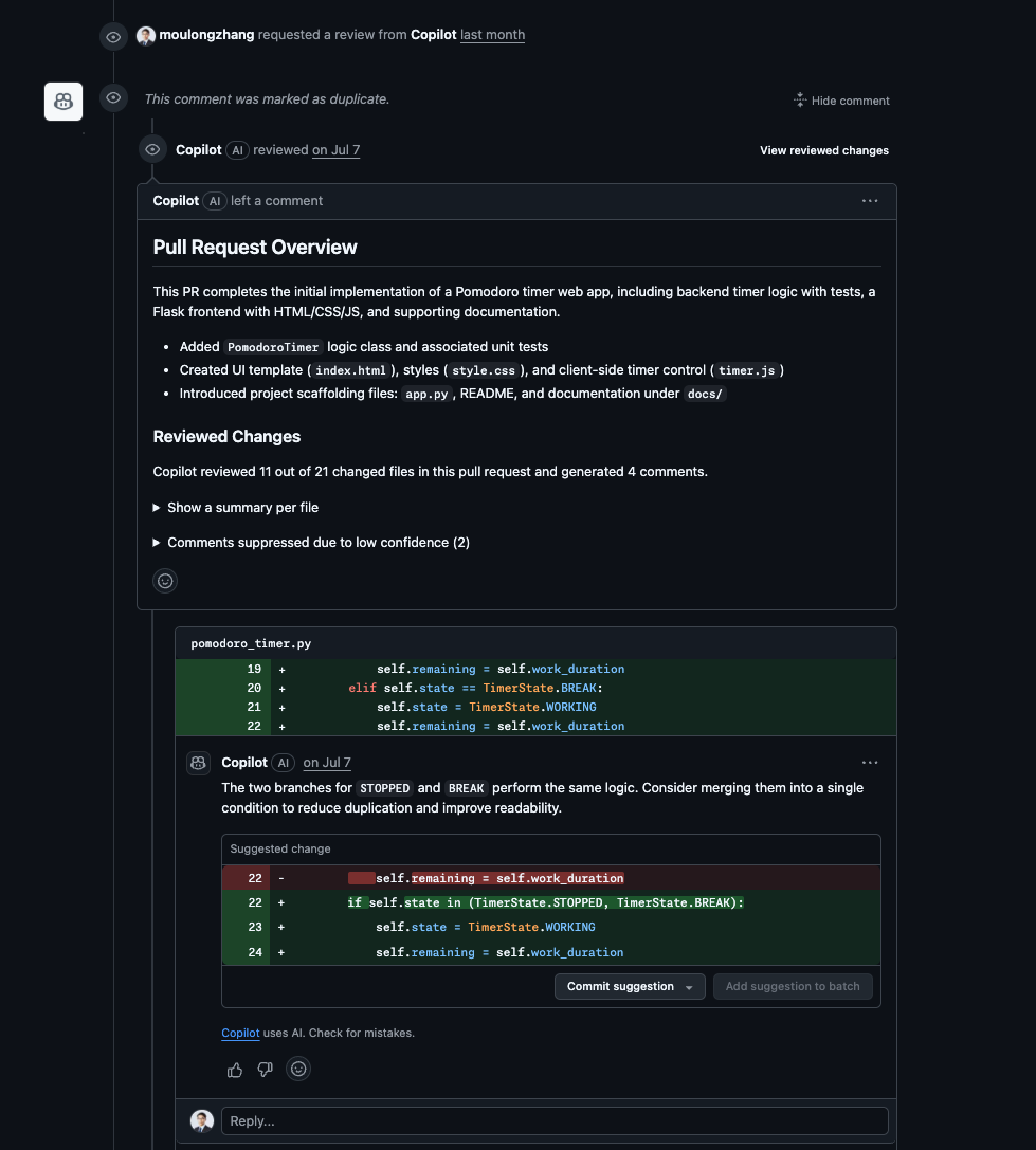 Copilot Code Review Overview
